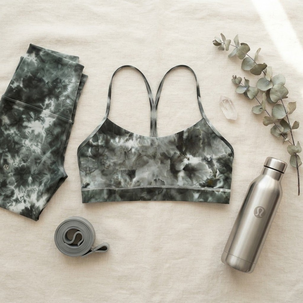 Lululemon Flow Y Nulu Bra A-C Cup Diamond Dye Light Sage Medium Olive Size 14
